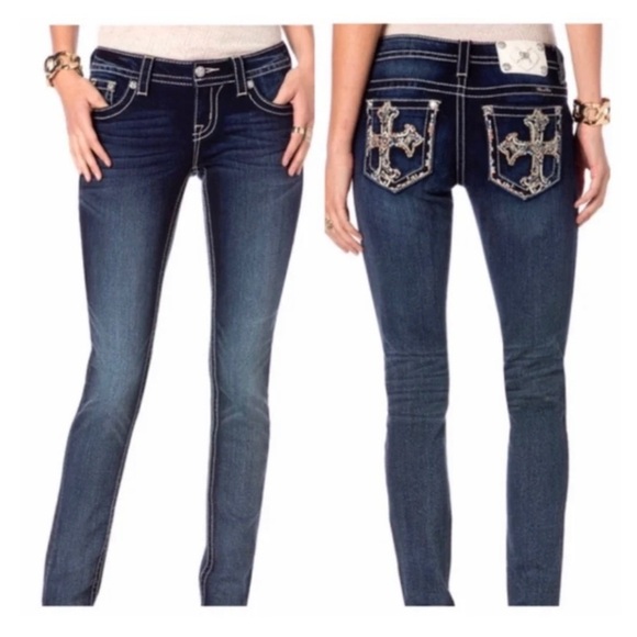 MISS ME Embellished Cross Skinny Jeans - Picture 1 of 7